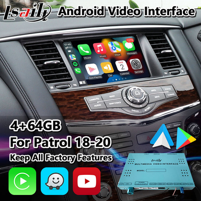 Antarmuka Multimedia NISSAN Lsailt 4+64GB Untuk Patroli Y62 2018-2020 Dengan Android Auto Carplay