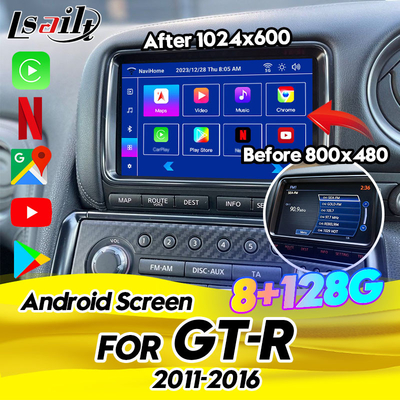 Lsailt 8GB Android Multimedia Screen untuk GT-R 2011-2016 Termasuk Wireless CarPlay, Android Auto, Spotify, YouTube