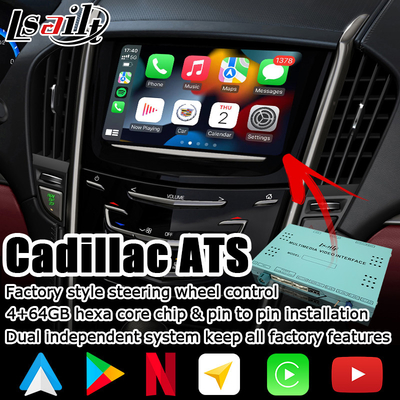 Antarmuka video kotak navigasi otomatis Android carplay nirkabel untuk video Cadillac ATS