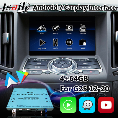 Kotak Antarmuka Navigasi Carplay Android untuk Infiniti G25 G37 G35 Dengan NetFlix Android Auto