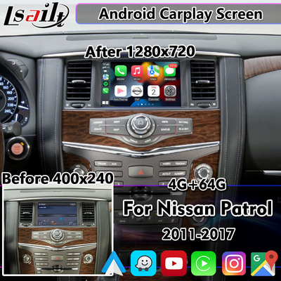 Lsailt 8 Inch Android Carplay Screen untuk Nissan Patrol Y62 Pathfinder 2011-2017 Dengan Wireless Android Auto