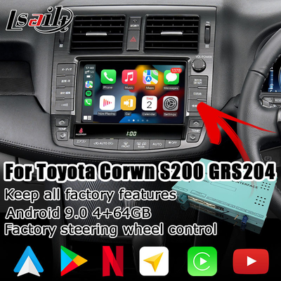 Toyota Crown Android sistem carplay nirkabel android auto upgrade S200 GRS204 URS206 UZS207 Majesta Athlete