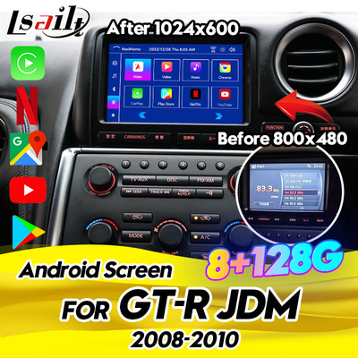 Car Multimedia Screen untuk Nissan GT-R R35 2008-2010 JDM Model Dilengkapi Wireless CarPlay, Android Auto, 8+128GB
