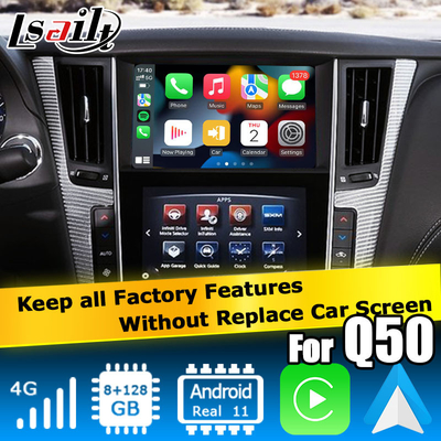 Antarmuka GPS carplay, 8+128GB Android 11 navigasi kotak antarmuka untuk Infiniti Q50 / Q60