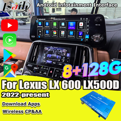 Lsailt Qualcomm Android Video Interface untuk Lexus LX600 LX500d RX ES NX 2021- Mendukung YouTube, NetFlix, Wireless CarPlay