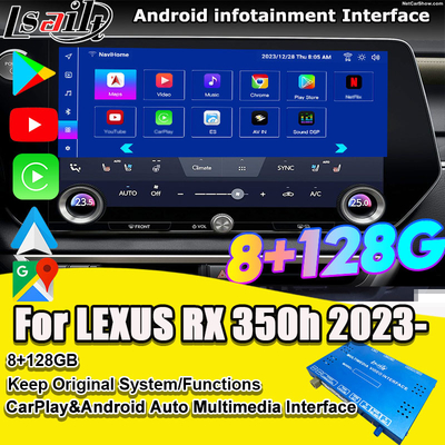 Android Multimedia Video Interface untuk RX350h RX500H 2023-2024 NX LX GX ES Termasuk NetFlix, YouTube, Slot Kartu Sim