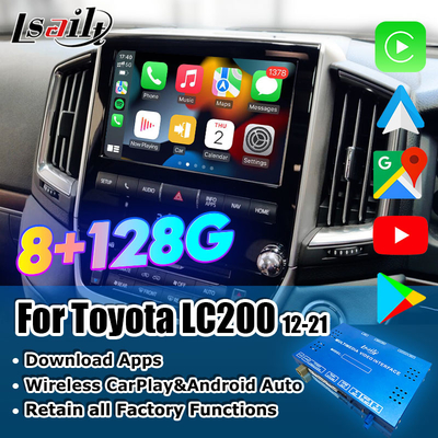 8+128GB Qualcomm Android Multimedia Video Interface untuk Land Cruiser 2013-2021 LC200, VX_R, GX_R dengan Wireless CarPlay
