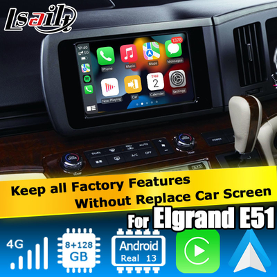 Nissan Elgrand E51 seri 3 Android 13 Qualcomm 8+128GB Carplay Android Auto antarmuka video