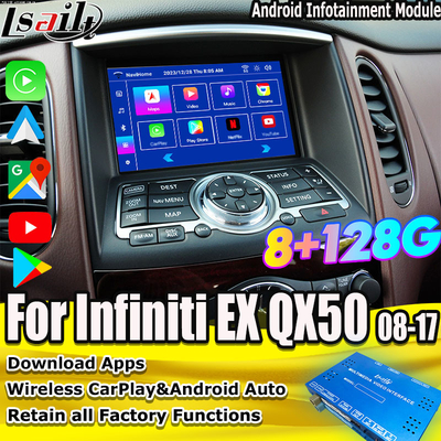 Lsailt 8G Android Infotainment Module untuk Infiniti EX QX50 2008-2017 Termasuk Wireless CarPlay, YouTube, NetFlix