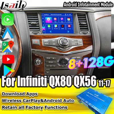 8G Android Infotainment Module untuk Infiniti QX80 QX56 Nissan Patrol 20100-2021 Wireless CarPlay Interface, YouTube