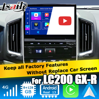 Kotak navigasi mobil Android 13 untuk Toyota LC200 GXR Fujitsu unit Carplay waze youtube tampilan belakang dll