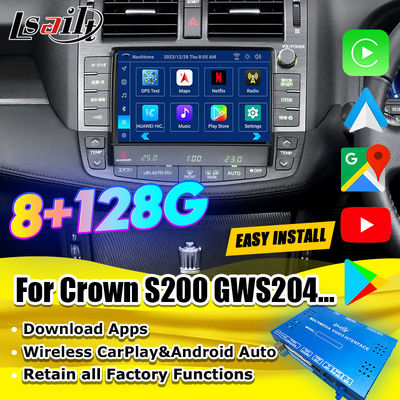 Antarmuka Multimedia Android 13 untuk Toyota Crown S200 URS206 Model 2008-2012 Modul Peningkatan Android Termasuk YouTube, NetFlix, Google Map
