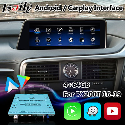Antarmuka Video Multimedia Android Lsailt 4+64GB untuk Lexus RX 200t RX350 RX450H 2016-2019