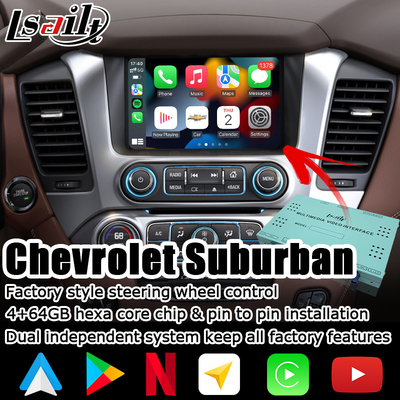 Antarmuka kotak carplay otomatis Android untuk Chevrolet Suburban Tahoe dengan video WiFi spion
