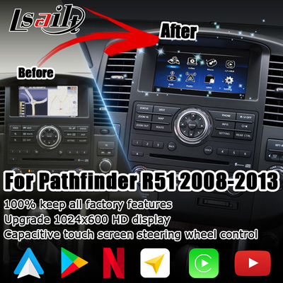 Upgrade layar sentuh multi jari HD untuk Nissan Pathfinder R51 carplay android auto