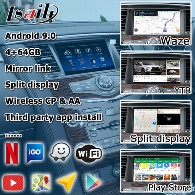 Upgrade layar sentuh Nissan Patrol Y62 2010-2016 dengan antarmuka video youtube android auto carplay