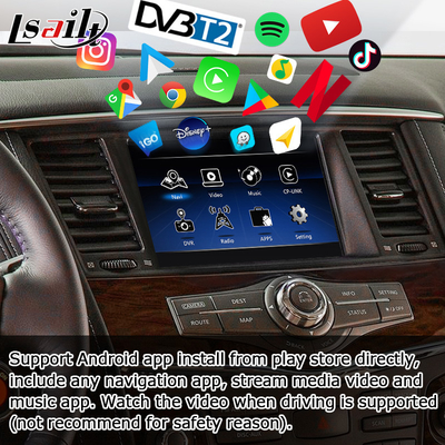 Upgrade layar sentuh Nissan Patrol Y62 2010-2016 dengan antarmuka video youtube android auto carplay