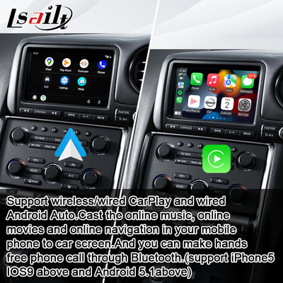 Layar Multimedia Mobil Lsailt untuk GT-R GTR R35 dengan CarPlay Nirkabel 4+64GB, Upgrade Tampilan