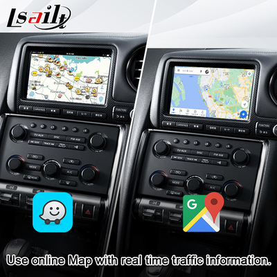Layar Multimedia Mobil Lsailt untuk GT-R GTR R35 dengan CarPlay Nirkabel 4+64GB, Upgrade Tampilan