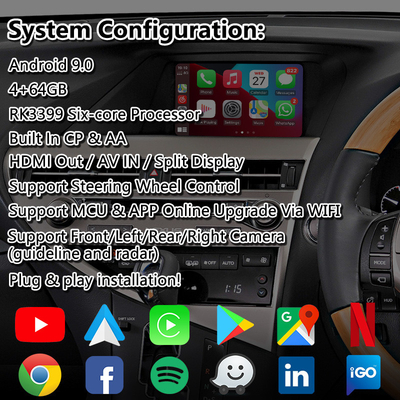 Antarmuka Video Carplay Android Lsailt untuk Kontrol Mouse Lexus RX270 RX350 RX450h 2012-2015