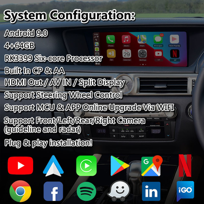Lsailt Android Car Multimedia Interface untuk Lexus GS300h GS200t GS350 GS450h GSF GS L10 2016-2020