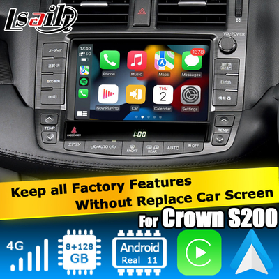 Toyota Crown GRS204 URS206 UZS207 S200 Android nirkabel Carplay Android Auto 8+128GB didukung oleh Qualcomm