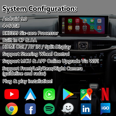 Lsailt Android Carplay Multimedia Video Interface Untuk 2016-2021 Lexus LX 570