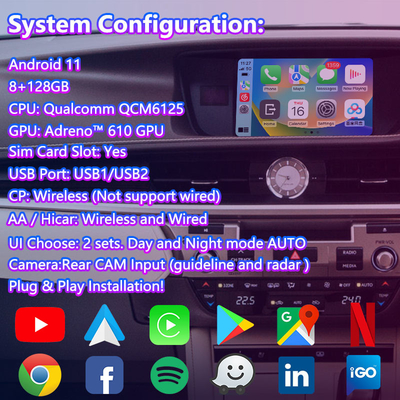 8+128GB Lsailt Android Navigasi Video Interface Untuk Lexus ES 350 300h 250 200 XV60 Pengendalian Mouse 2012-2018