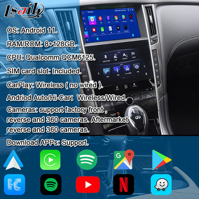 Android 11 Smart Infotainment Module untuk Infiniti Q50 2013-2015 Sistem Integrasi Multimedia Dalam Mobil, CarPlay Box
