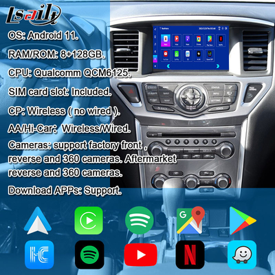 Lsailt 8GB Android Multimedia Interface untuk Nissan Pathfinder R52 2018-Patrol Carplay Android Auto Wireless Module