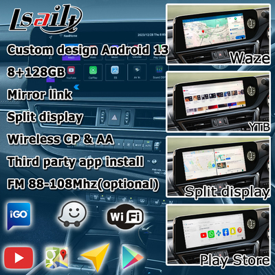Lexus ES300h ES350 ES250 2023 Android 13 basis antarmuka multimedia pada Qualcomm 6125