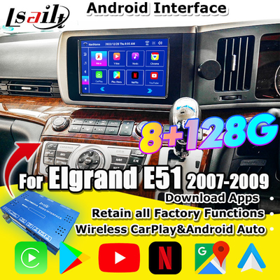 Lsailt 8G Android Smart Infotainment Module untuk Nissan Elgrand E51 Seri 3 Dukungan CarPlay, YouTube, Headrest Screen