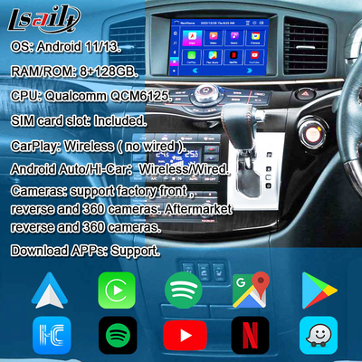 Android 13 8G Android Smart Infotainment Module untuk Nissan Elgrand E52 2010-Termasuk CarPlay, YouTube, Headrest Screen