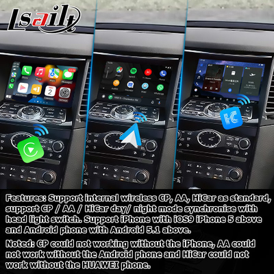 Android 13 Navigasi Interface Video Mobil Dukungan Waze / Youtube Untuk Infiniti QX70 / FX50 FX35 FX37