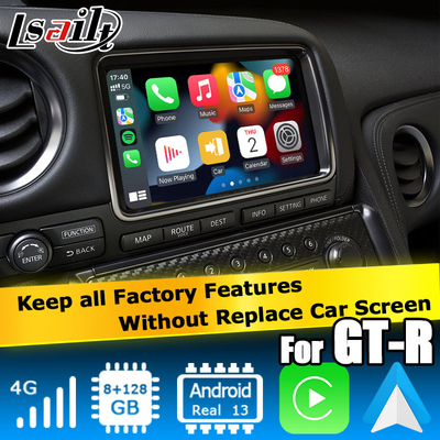 Android 13 8+128 Navigasi nirkabel carplay antarmuka video otomatis android untuk Nissan GT-R GTR R35