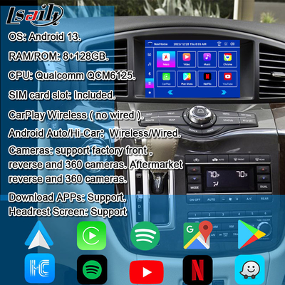Lsailt Android 13 Smart Android Infotainment Module untuk Nissan Quest 2011-2022 Mendukung Wireless CarPlay, NetFlix