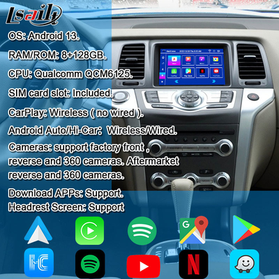 Lsailt 8G CarPlay/Android Multimedia Interface untuk Nissan Murano, Quest, Patrol Infiniti QX dengan NetFlix, Google Map
