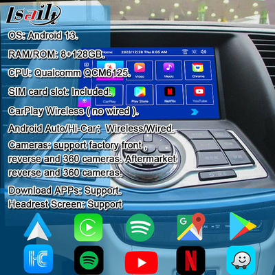 Nissan Multmedia Interface untuk Teana J32 Murano Quest Patrol Android 13 Modul Infotainment dengan NetFlix, YouTube