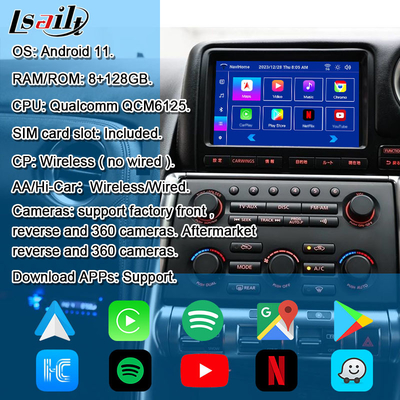 Wireless CarPlay Interface/Android Infotainment Module untuk GT-R GTR R35 2008-2010 JDM Model Termasuk NetFlix, YouTbe