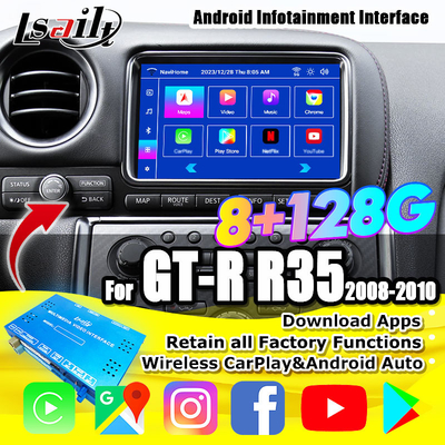 Wireless CarPlay Interface/Android Infotainment Module untuk GT-R GTR R35 2008-2010 JDM Model Termasuk NetFlix, YouTbe