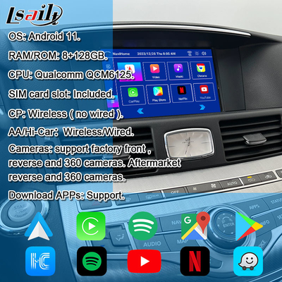 8G Qualcomm Android Multimedia Interface untuk Infiniti Q70 M45 M25 2010- Wireless CarPlay Box, Android Auto, NetFlix