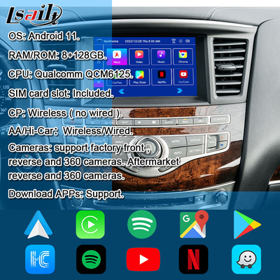 Lsailt 8G Android Multimedia Interface untuk Infiniti QX60 JX35 2011-2020 Terintegrasi Wireless CarPlay, Android Auto