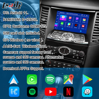 Lsailt 8G Android Multimedia Interface untuk Infiniti QX70 FX35 FX37 2008-2017 Terintegrasi Wireless CarPlay, Android Auto
