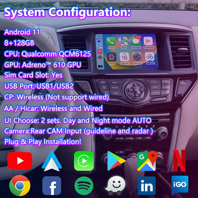 Antarmuka Video Android Lsailt untuk Nissan Pathfinder R52 Dengan Carplay Nirkabel Android Auto