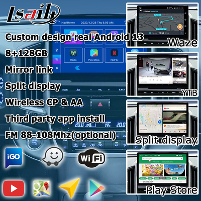 Kotak navigasi mobil Android 13 untuk Toyota LC200 GXR Fujitsu unit Carplay waze youtube tampilan belakang dll