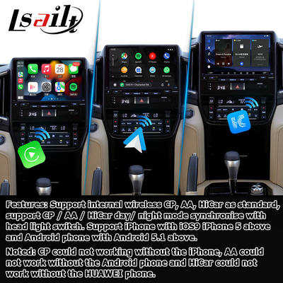 Antarmuka video Android 13 untuk Toyota Land Cruiser LC200 GXR dengan tampilan belakang WiFi carplay android auto