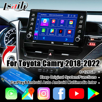 Lsailt Android 13 Video Interface untuk Toyota Camry 2018-2021 RAV-4, Sienna OEM Screen Upgrade dengan Android Multimedia System Termasuk YouTube, NetFlix