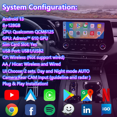 Lsailt Android Carplay Multimedia Video Interface untuk 2023-Present Lexus RX RX350 RX350h RX450h RX500h AL30