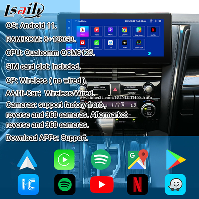 Android 13 Lexus Video Interface OEM Upgrade Screen untuk LM350 LM500H NX RX ES Retrofit Kits Termasuk YouTube, NetFlix,Wireless CarPlay
