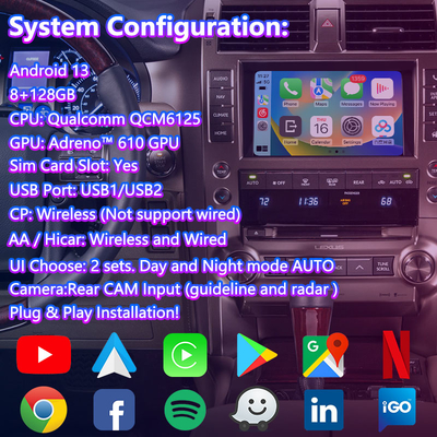 Lsailt Android Multimedia Video Interface untuk 2013-2021 Lexus GX 460 GX460